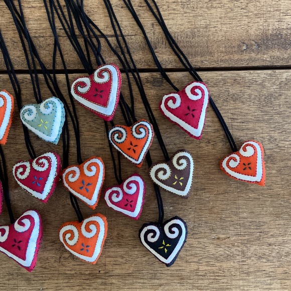 Hmong Embroidered Fabric Hearts from Laos - Picture 5 of 15